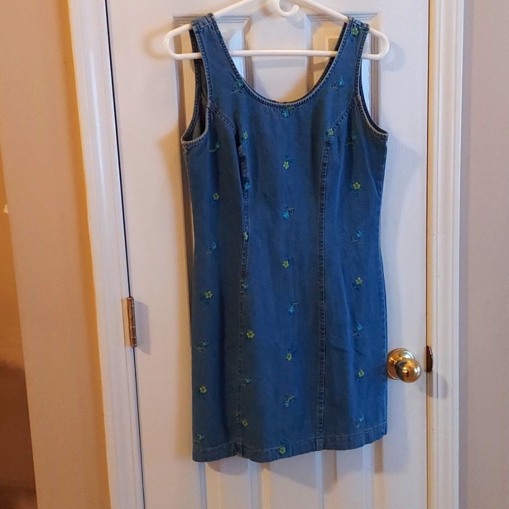 Y2k LIKE NEW California Concepts Embroidered Denim Jean Dress Jr 7
